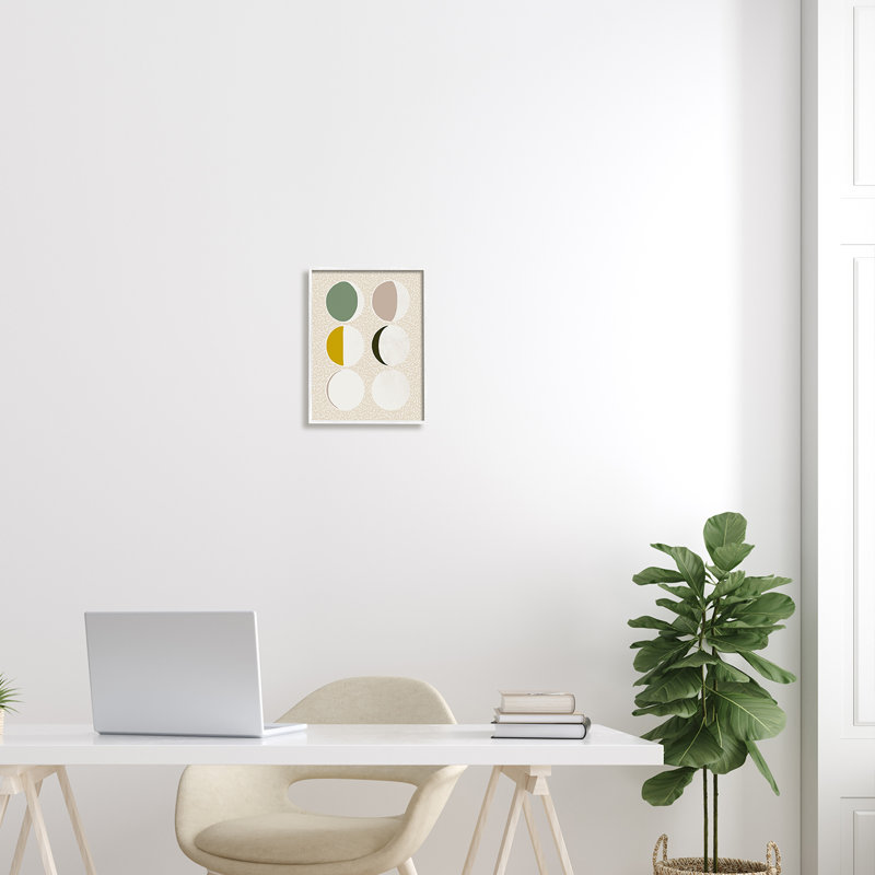 «Boho Contemporary Moon Phases On Wood» par Ziwei Li, impression, H 11 po x l 14 po, Giclée encadrée blanc bord de mer
