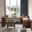 Bureau en forme de L en bois de noyer clair 62,99 po avec 6 tiroirs-108830328-108830330