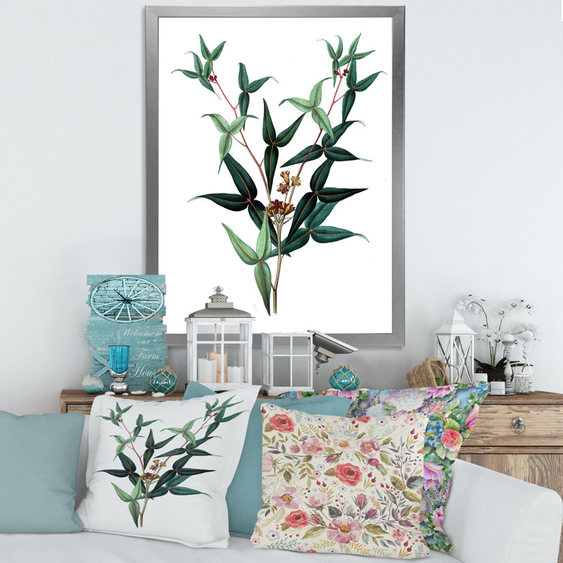 Feuilles de plantes - reproduction d'art sur toile, H 32 po x l 24 po x P 1 po, Argent