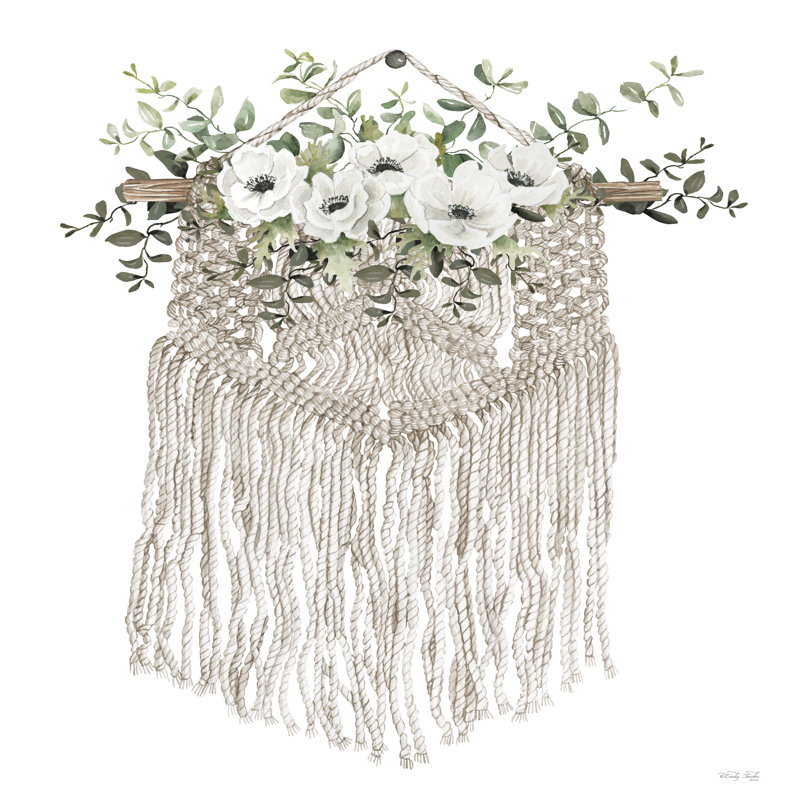 «Macrame And Poppies On Canvas» par Cindy Jacobs, reproduction, H 30 po x l 30 po