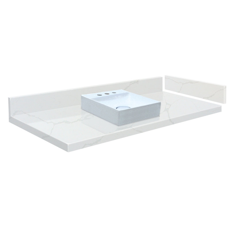 plateau de meuble lavabo de salle de bain 34" 1 Rachel, Interlude, 8" centres