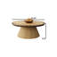Table basse ronde à bords festonnés 35 po, table basse en bois avec base en bois robuste, table centrale compacte pour les espaces de vie modernes