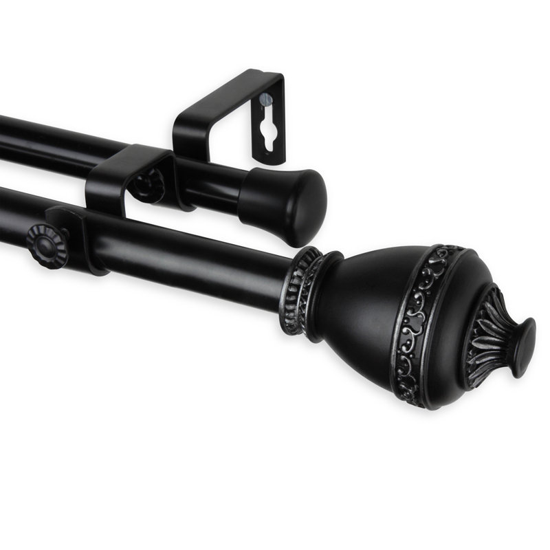 Tringle à rideaux double réglable 0,81 po Kinbrae, 66 po à 120 po, Noir