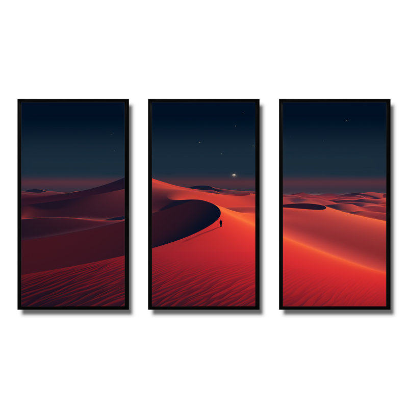 Red Desert Twilight Photo IV - Art mural désert, H 28 po x l 36 po, Cadre flottant noir