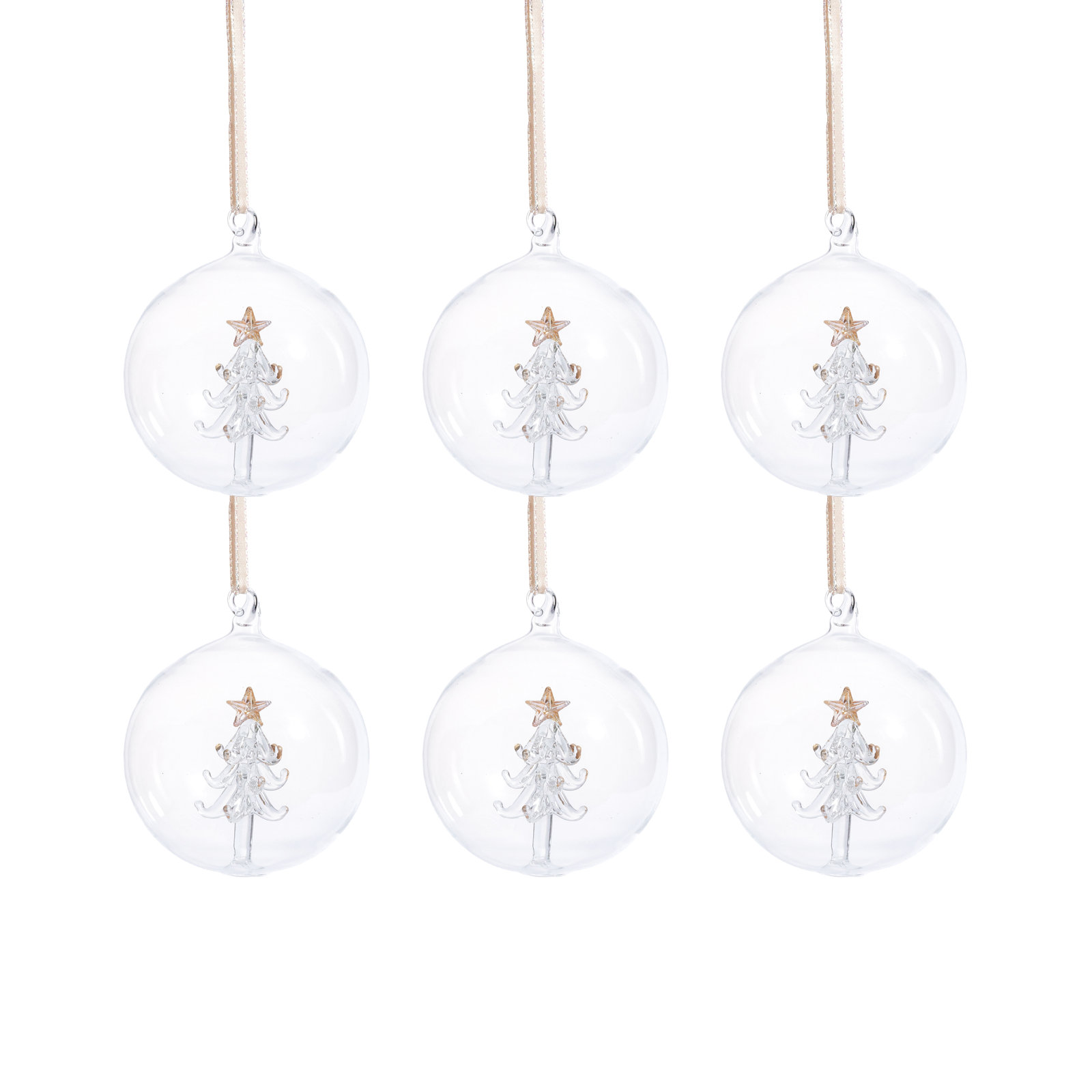 Glass Bauble, 3.25" H x 3.25" W x 3.25" D, Set of 6