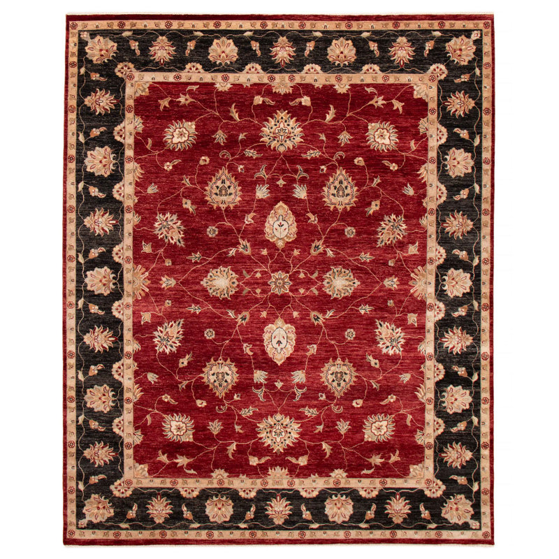 Tapis rouge foncé noué à la main One Of Kind Jamshidpour 8 pi 1 po x 10 pi 1 po