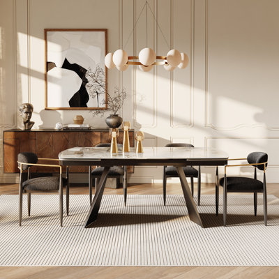 Table de salle à manger extensible de 65 à 94,5 po pour 8 à 8 mois avec plateau en pierre frittée Moiser