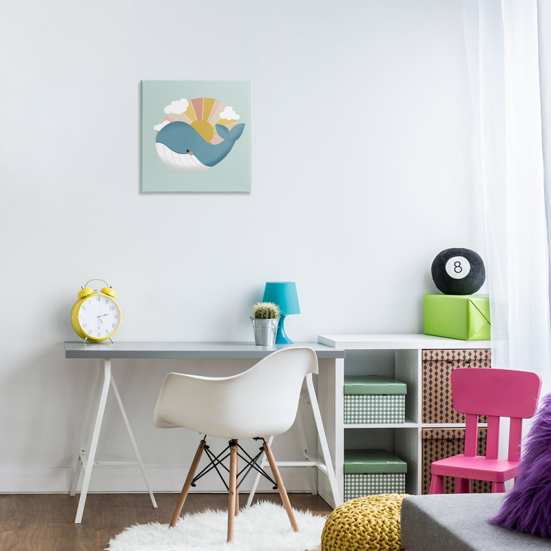 Toile Whale & Sunshine Rays, design par Sarah Hickman, H 17 po x l 17 po