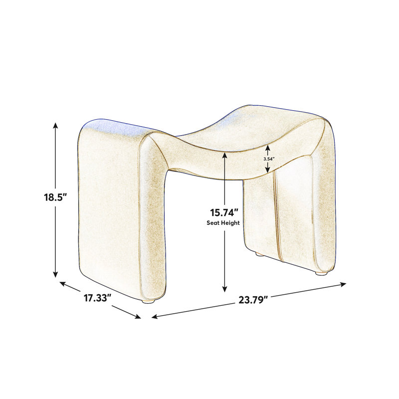 Cinead 23.79" Wide Standard Ottoman, White Boucle