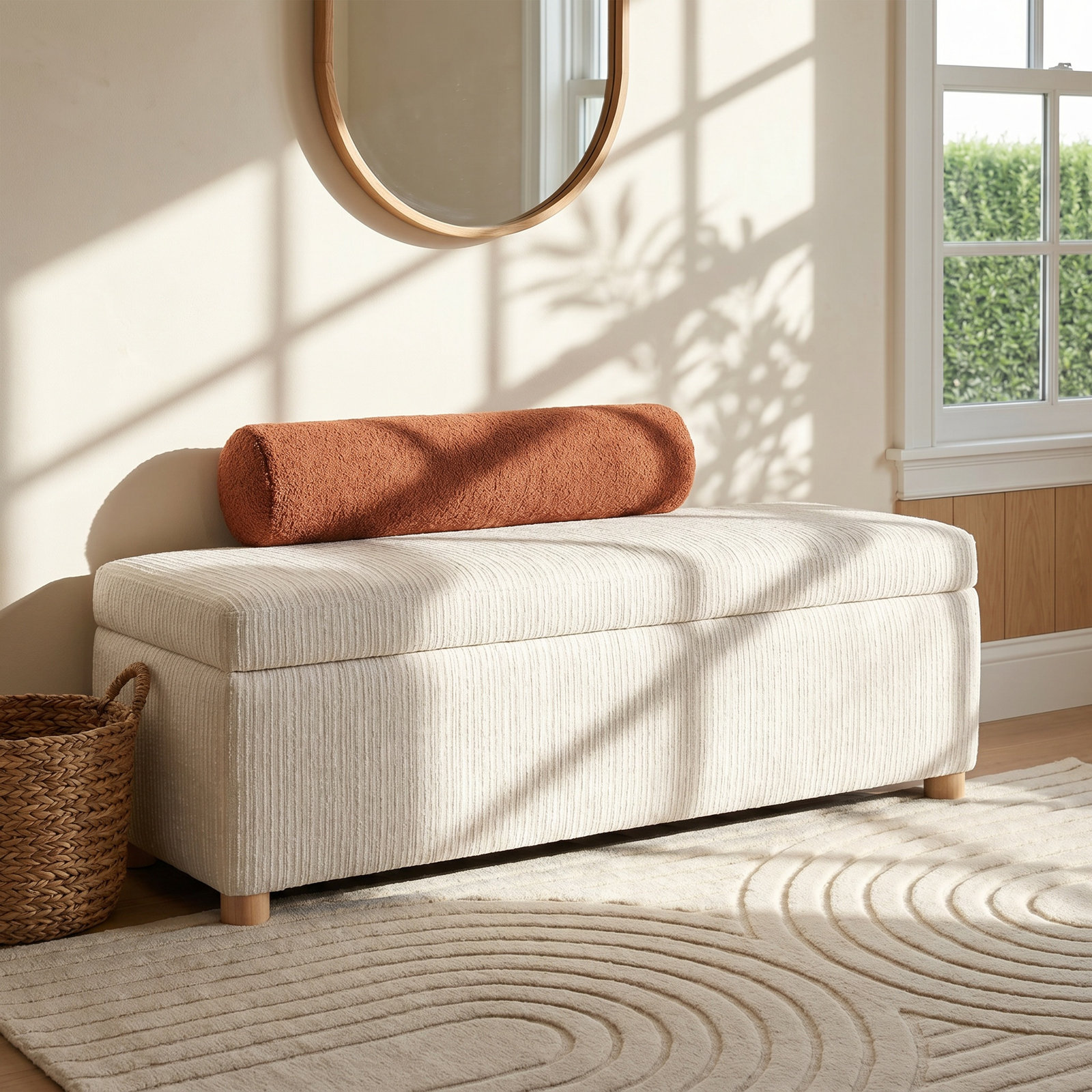 57" Bedroom Bench, Beige