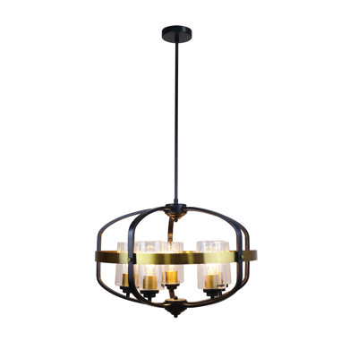 5 - Light Matt Black/Antique Brass Lantern Pendant
