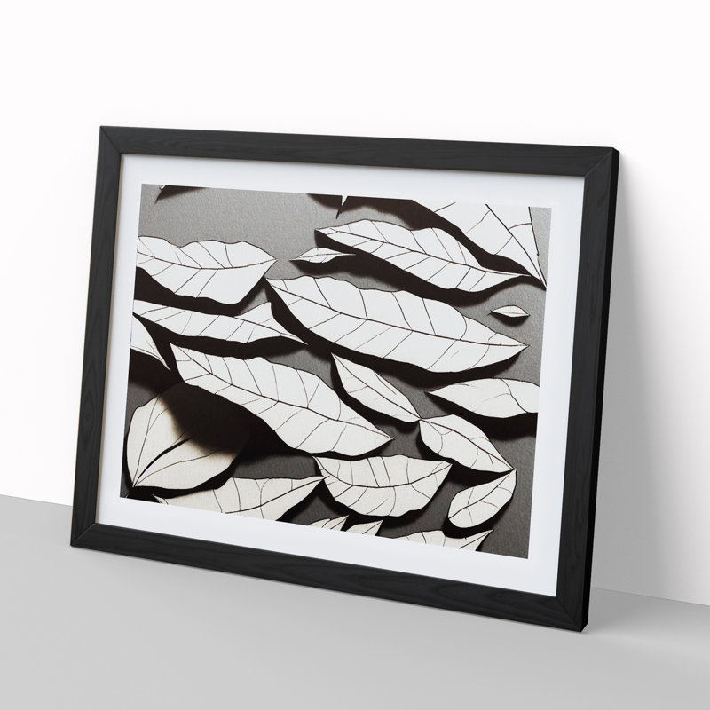 Flawless Leaf - Single Picture Frame Print, 46cm H x 64cm W x 2cm D, Black