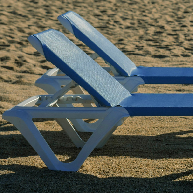 Nautical Outdoor Chaise Lounge, Blue, White