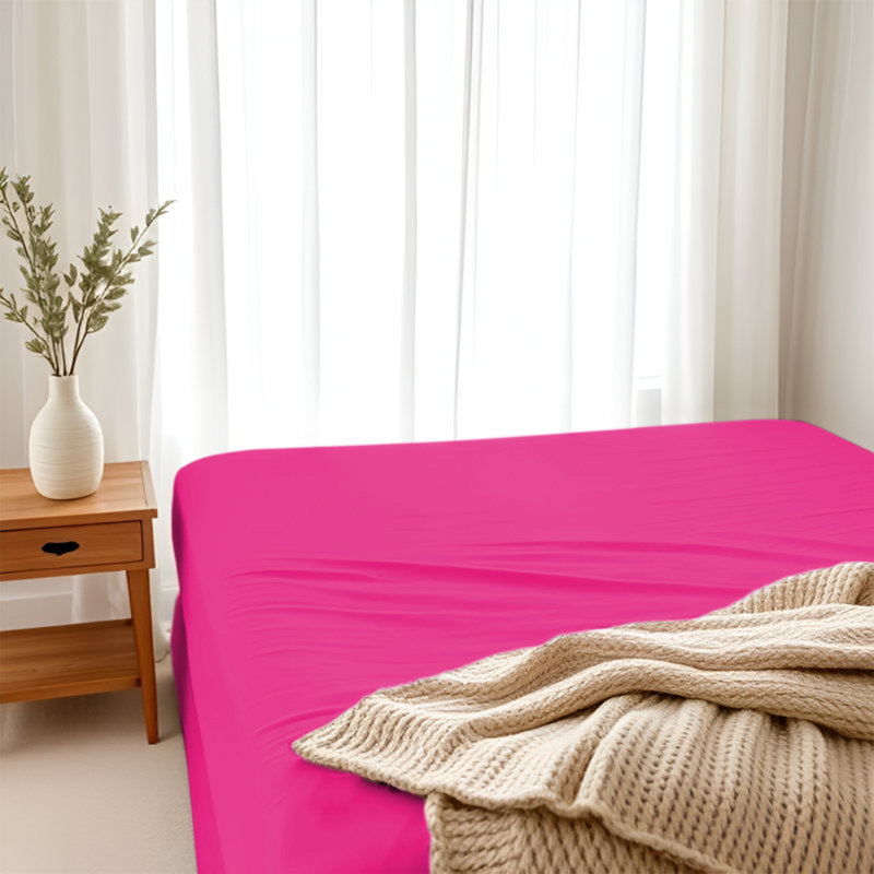 Paul's Microfibre Super Soft Brushed Deep Fitted Bed Sheet, Pink, Double (4'6)