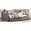 Lit plateforme tapissier simple avec rangement - tissu de velours doux, tête de lit confortable, tiroirs spacieux pour la literie supplémentaire et côté tête de lit à vêtements, pratique-2054373573