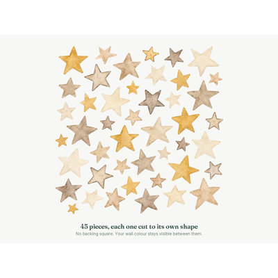 Wonky Star Wall Decals, Set of 45 Peel and Stick Nursery Wall Stickers, Satin Finish Removable Kids Room Wall Art, 20"W x 20"H (50 x 50 cm)