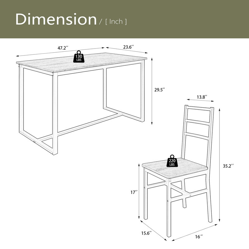 Ensemble de table et de chaises cinq pièces avec dossier, style industriel, structure solide, Beige, Noir, noir, noir, noir