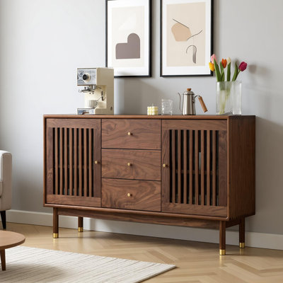 Buffet de rangement grande capacité en bois de noyer noir