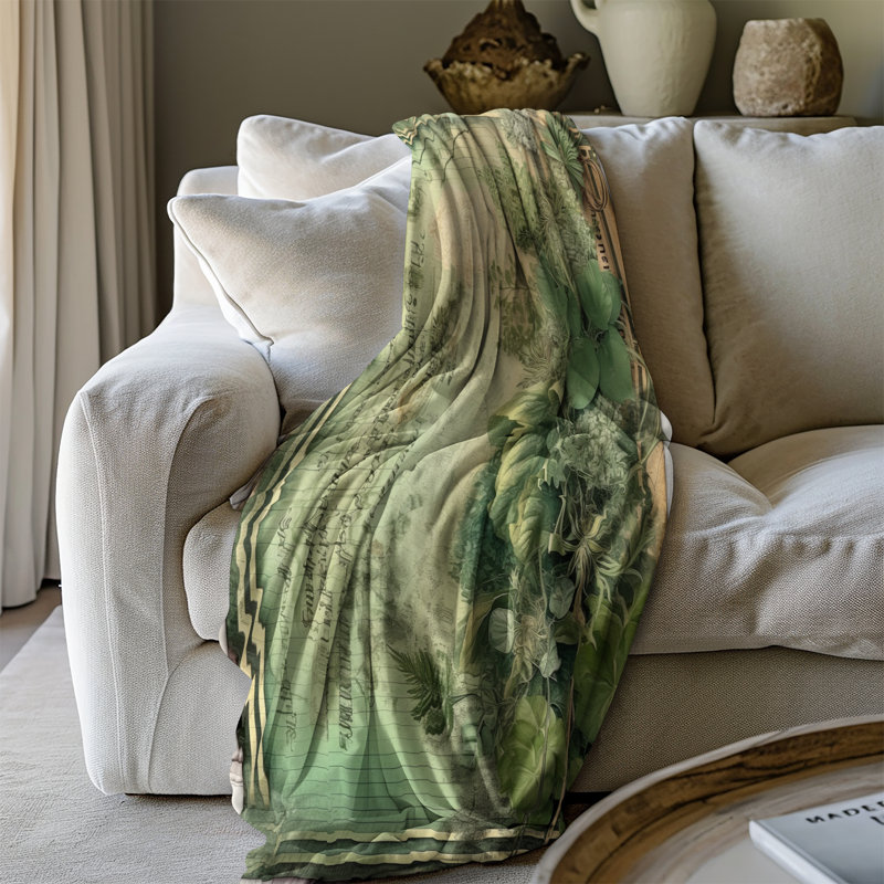 Emerald Enchantment Oasis - couverture en sherpa de qualité supérieure 1 pièce - reproduction d'art luxueuse, Grand lit