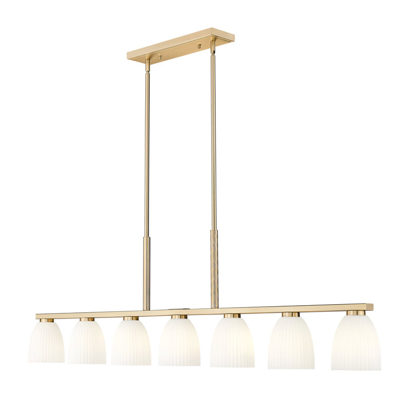 Mateo Modern Linear Chandelier, Gold, 18.25" H x 64" W x 6" D, 7 Lights