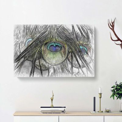 Peacock Feathers In Abstract - Wrapped Canvas