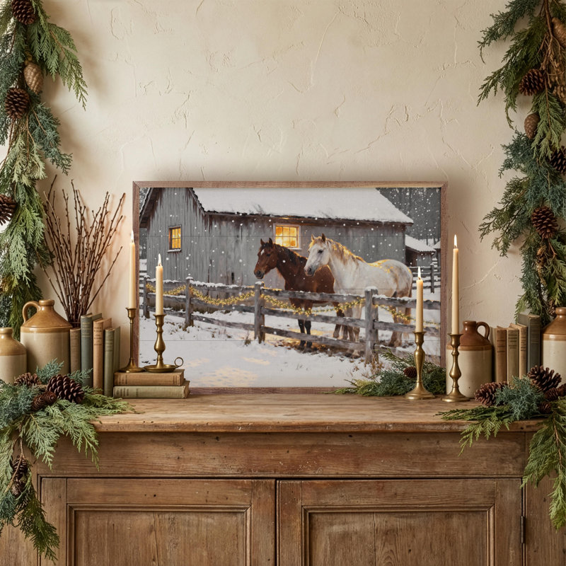 Two Horses In The Snow, H 5 po x l 8 po