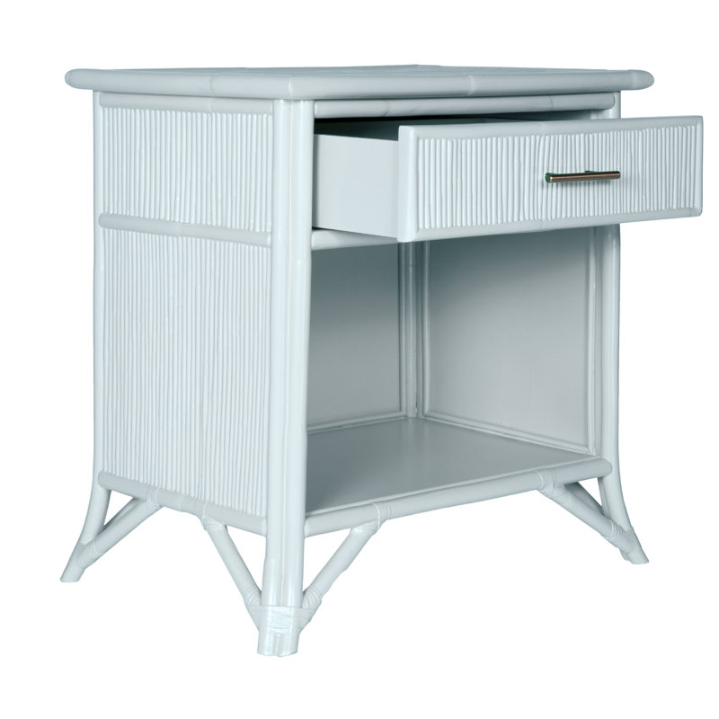 Pencil Rattan 1 - Drawer Nightstand, Light Blue