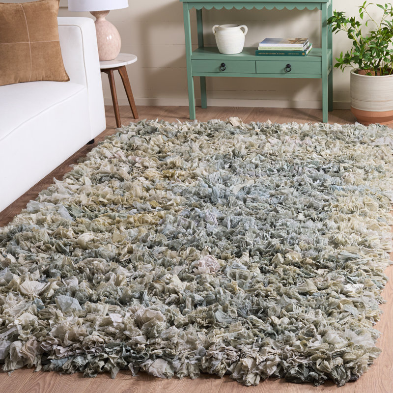Orris Shag Hand Loomed Performance Solid Color Rug, Rectangle 5' x 8'