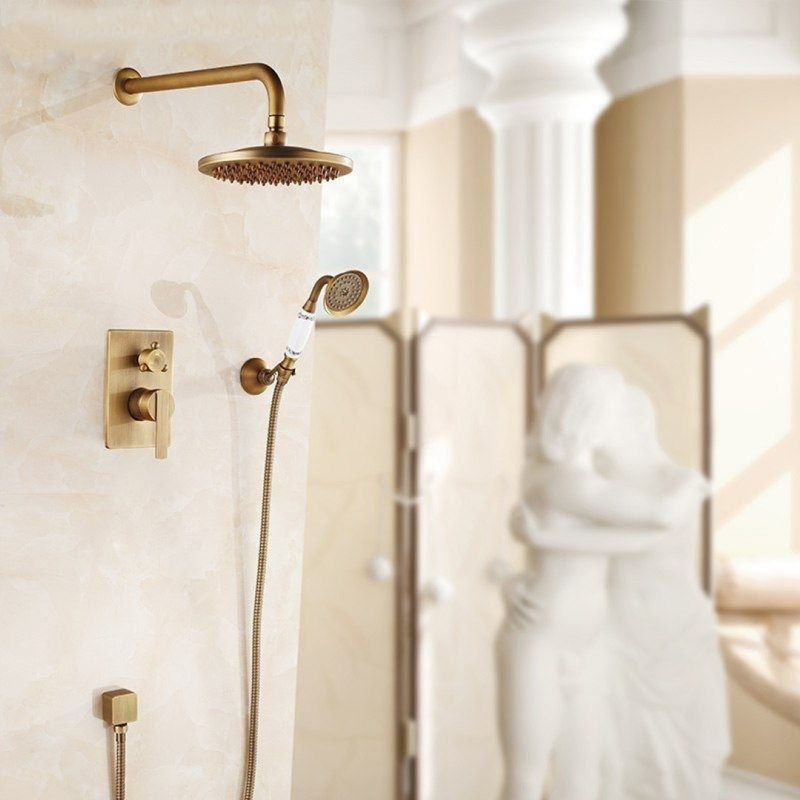 Ancient Ceramic Wall-Mounted Shower System with Handheld Shower and Antique Finish
