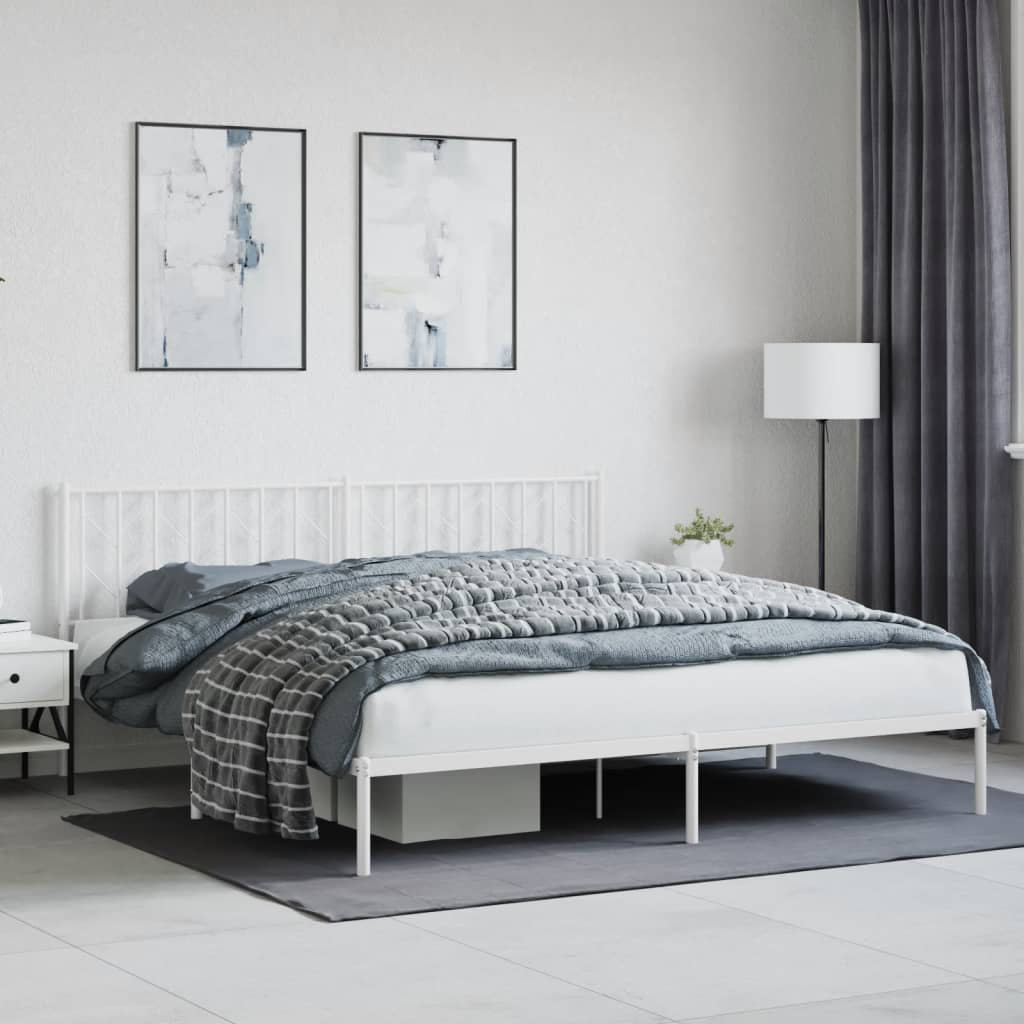 Vidaxl (White, 193 X 203 Cm/ With Headboard) Metal Bed Frame With Headboard Mattress Foundation Black 80X200 Cm - Image 3