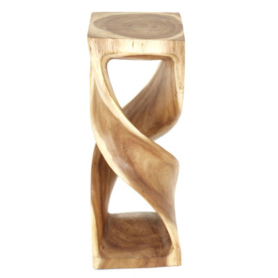 Double Twist Solid Wood Accent Stool