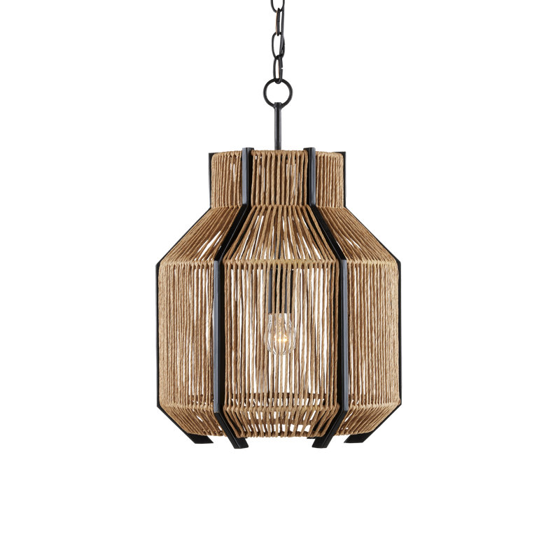 Luminaire suspendu unique en forme d'urne à 1 lumière avec accents en fer forgé Mali