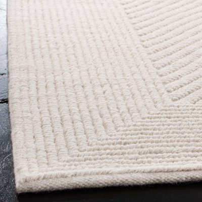 Tapis ivoire en laine et coton tissé à plat à la main Brookneal