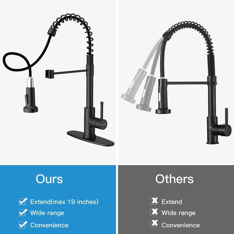 Babevy Pull Down Kitchen Faucet, Black
