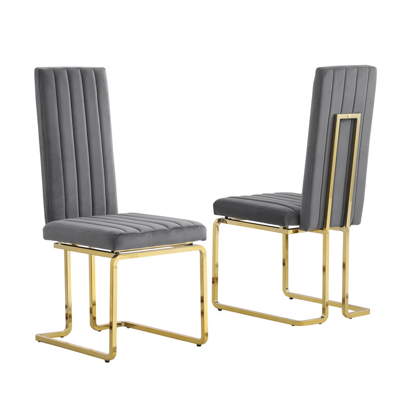 Zudais Marble Top Pedestal Dining Set, 5, Gray/Gold, Gold