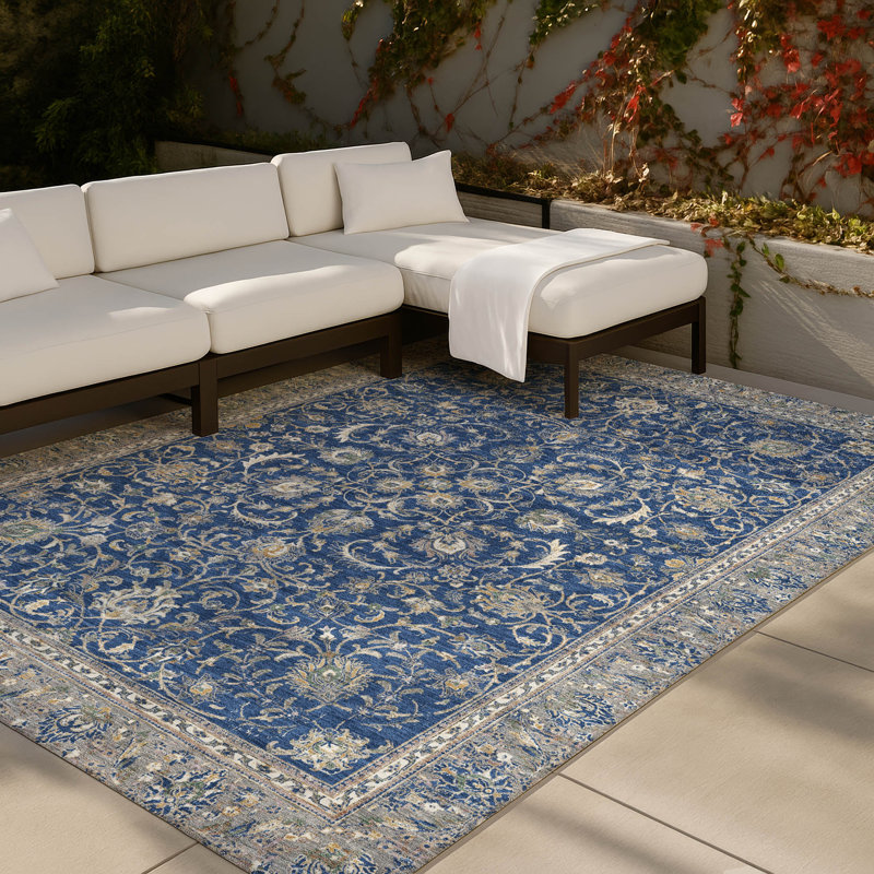 Machine Washable Indoor/Outdoor Chantille ACN2576 Traditional Rug, 5' x 7'6", Navy