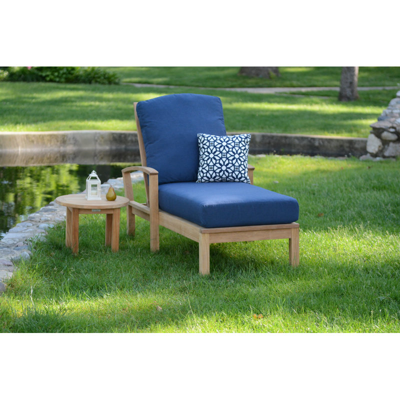 St. Lucia Outdoor Teak Chaise Lounge, Spectrum Indigo Sunbrella® Plainweave