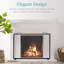 Cassiano 38x27in Single Panel Fireplace Screen Handcrafted Steel Mesh Spark Guard w/ Handles-1470254272