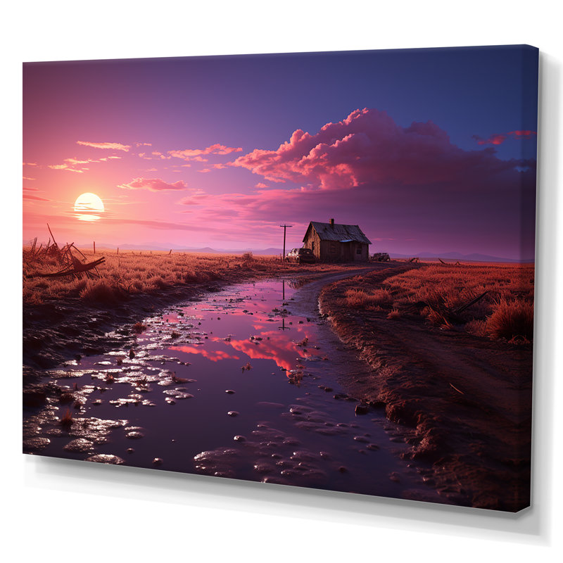 «Sunset Farm Dreams», reproduction sur toile, Toile tendue, H 16 po x l 32 po x P 1 po