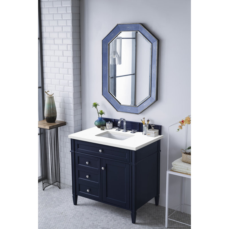 Brittany 36'' W Single Vanity, Victory Blue, White Zeus, 8" Widespread