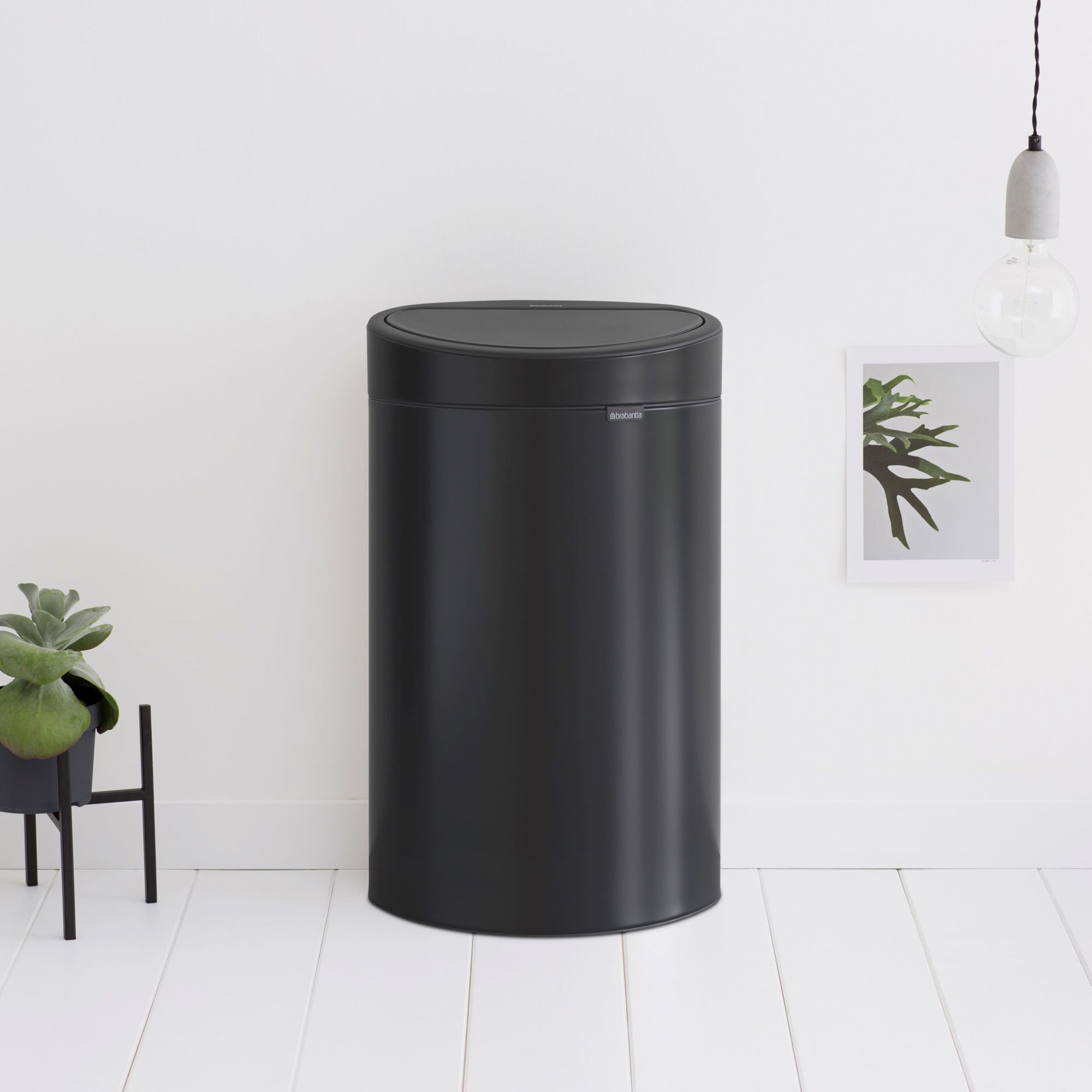 Brabantia Touch Top Trash Can New, 10.6 Gallon (40 liter), Matte Black