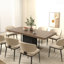 Table de salle à manger rectangulaire extensible 6 à 10 personnes en bois vieilli noir 160 à 200 cm-1528686632