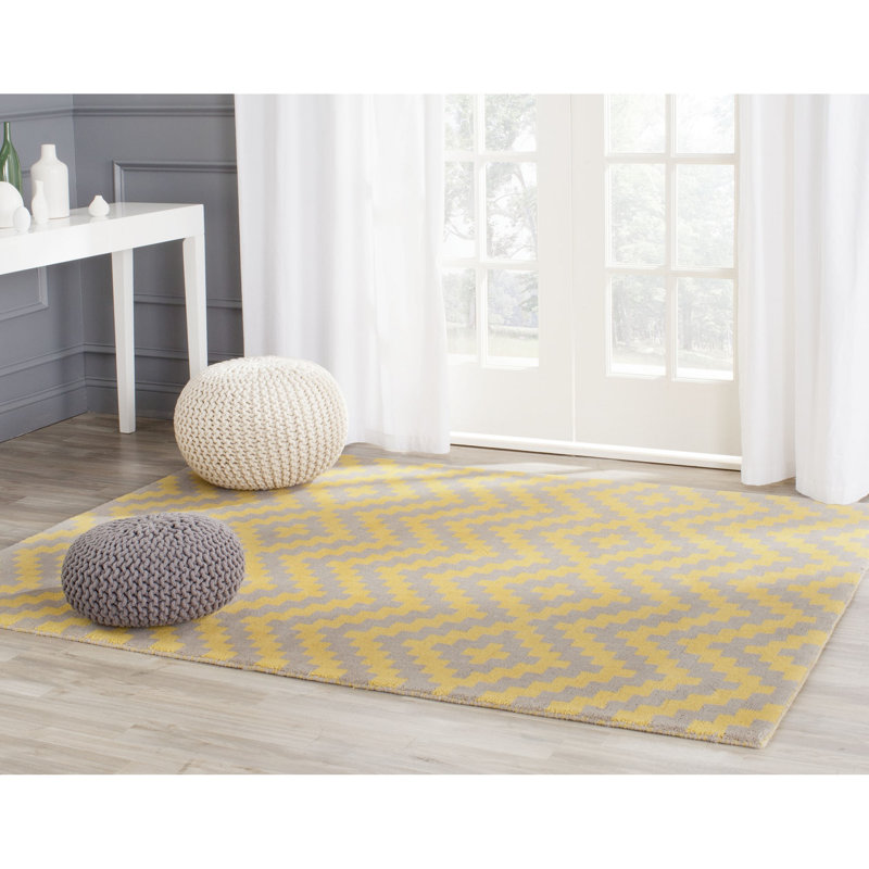 Sanyla Hand Tufted Wool Chevron Rug, Rectangle 8' x 10'