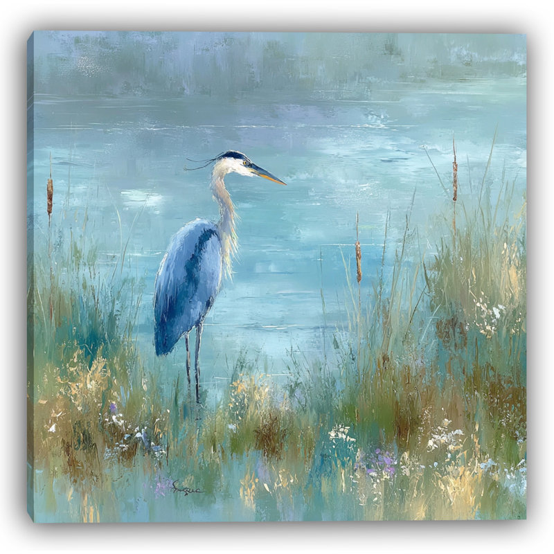 Héron bleu au bord du lac