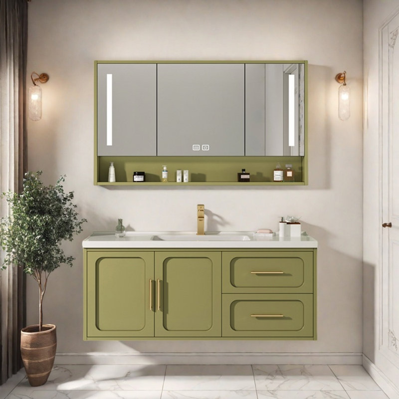 Armoire de salle de bain simple et luxueuse de style nordique, Vert