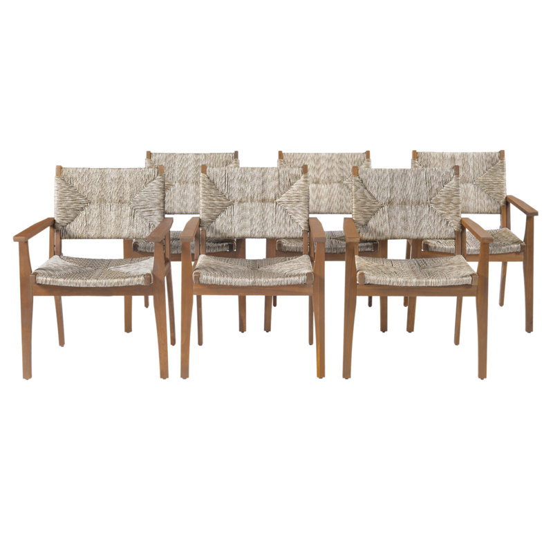 Chaise de salle à manger d'extérieur durable avec structure en bois d'acacia, finition de siège en osier tissé à la main, mobilier de jardin de patio (compatible avec table assortie)