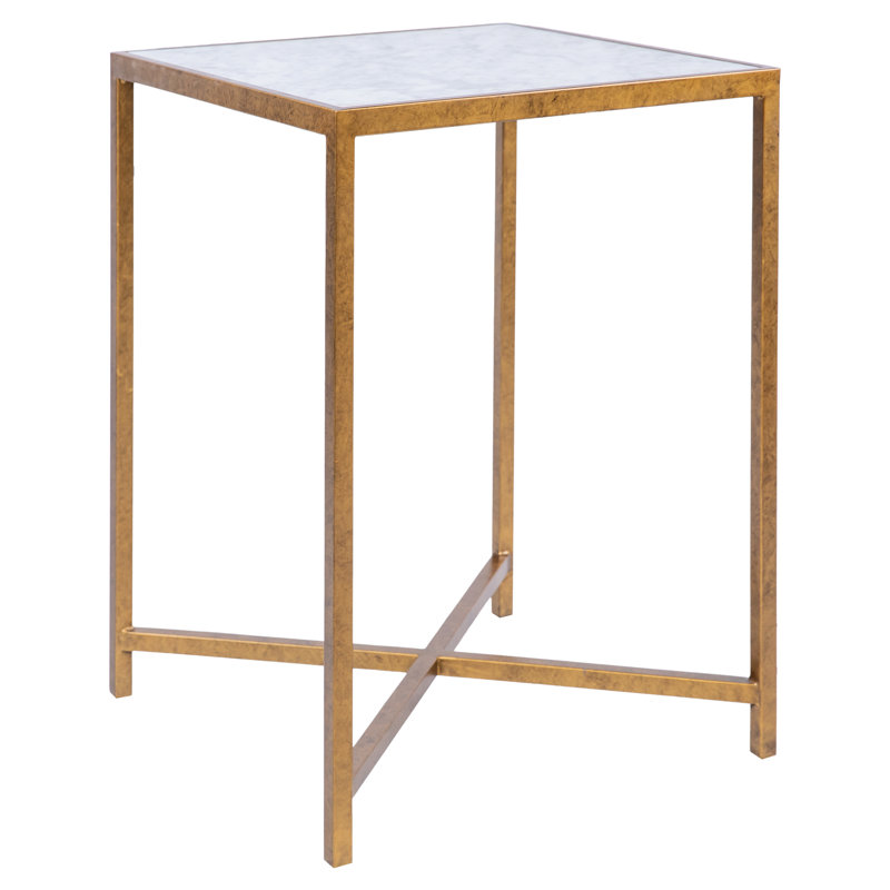 LA Marble Cross Legs End Table, Royal Gold