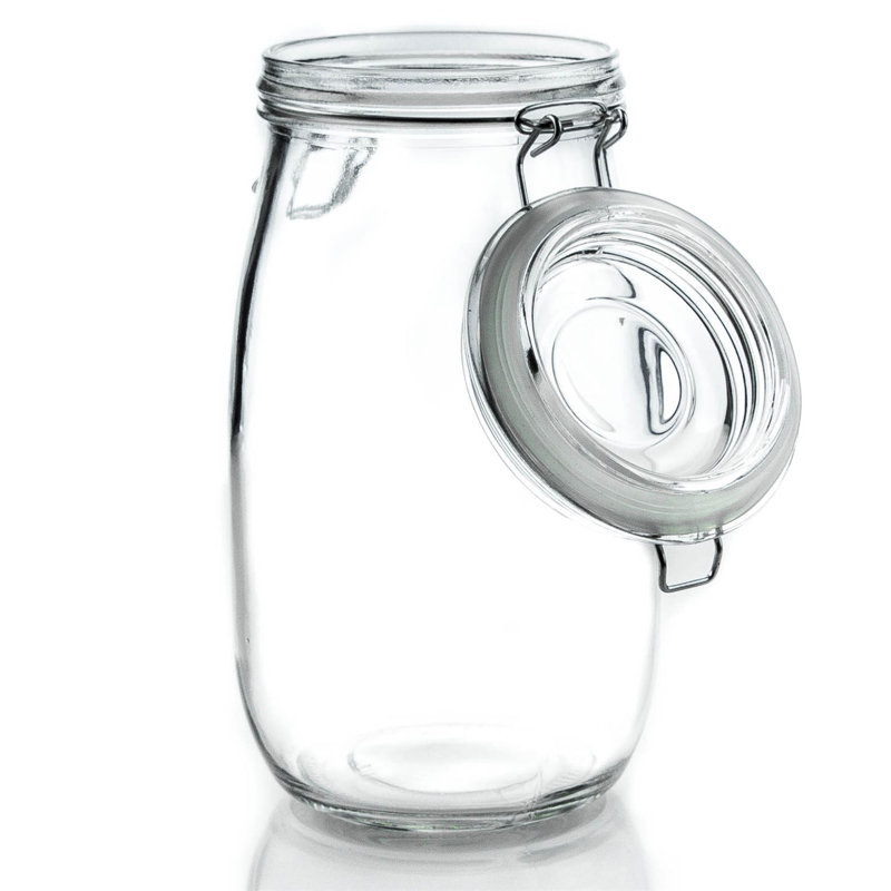 Nicola Spring - Heart Glass Storage Jars, 21.5cm H x 10.5cm W x 10.5cm D, White