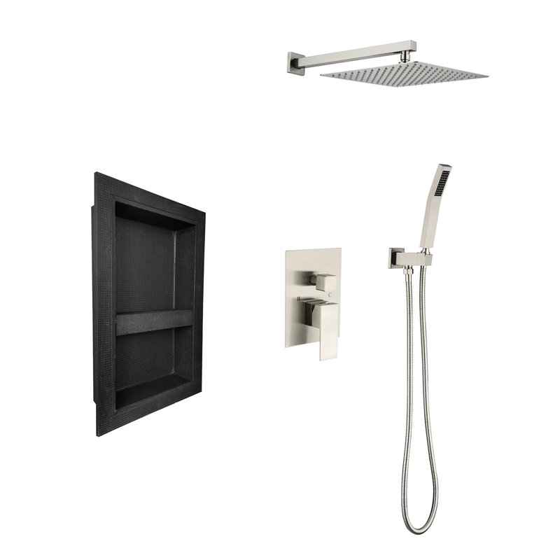 Bathroom Shower With Leak Design - Rain Head, Hand Shower, Valve, Bracket, Hose, Niche Package And Heads, User-