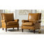Chaise d'appoint en cuir véritable de style Mid-Century avec pieds en bois massif Wajeeh-1411457874
